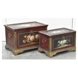 (2) Hand Painted Floral Design European Trunks