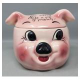 Deforest of CA Hand-painted Pink Pig Cookie Jar
