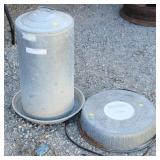 Galvanized Chicken Waterer & Heated Base