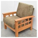 Amish-style Wood Frame Chair w/Microfiber Cushions