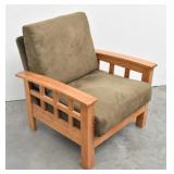 Amish-style Wood Frame Chair w/Microfiber Cushions