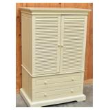 Distressed 2-Drawer Wood Armoire w/Louvered Doors