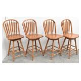 (4) Swivel Oak Bar Stools