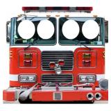 Kid Size Cardboard Fire Truck Photo Cutout Standup