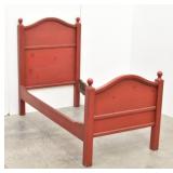 Rustic Red Wooden French Farm Style Twin Bed