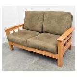 Amish-style Wood Frame Loveseat w/Microfiber ...