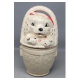 American Bisque Dog in a Basket Cookie Jar
