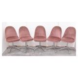 (5) Mid Century Velour Swivel Dinette Chairs