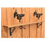 Wood Shelf Coat Rack & 2 Ornate Iron Candle Holder