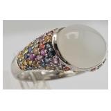 .925, Moonstone, & Multi-Colored Sapphires Ring