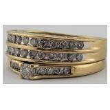 3 Band Diamond Ring Wedding Set 10K 6.35 Grams