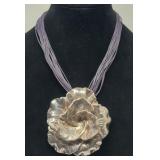 Israel Sterling Silver Electroform Flower Necklace