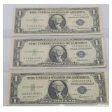 (3) 1935 F $1 Silver Certificates - Blue Seal