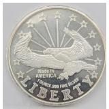 One Troy Oz .999 Fine Silver Liberty Eagle Round