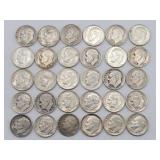 (30) 1946-1964 Roosevelt 90% Silver Dimes