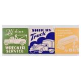 (3) Metal Wall Decor Signs: Wrecker, Truck, Bus