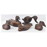 (5) Carved Ducks, Wood Carving by Ken