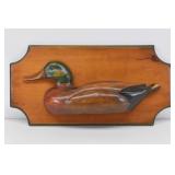 Mallard Drake Duck Plaque Carved & Painted