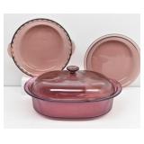Corning Cranberry Glass Cookware:  Vision Oval...