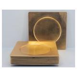 (8) Gold Leaf on Acrylic Square Charger Plates
