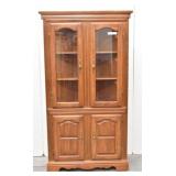 Lighted Corner Hutch w / Brass Handles