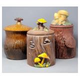 (3) Mushroom Cookie Jars from the 1970