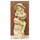 Girl On Rock w/ Basket Victorian Statue NIB