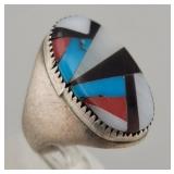 Zuni Old Pawn Multi-Stone Sterling Ring 24.237gtw