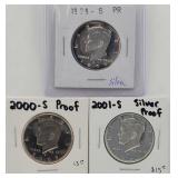 (3) Kennedy Half Dollars: Silver Proof & Proof
