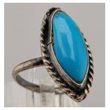 Navajo Old Pawn Sterling & Turquoise Ring 3.627gtw