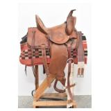 14-inch Basket Stamp Western Ranch Roping Saddle