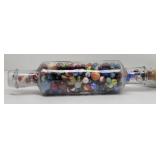 Antique Marbles in a Vintage Glass Rolling Pin
