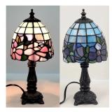 Small Blue Leaded Stained Glass 12' Decor Lamp