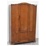 Arts & Crafts Herringbone Oak Armoire Wardrobe