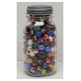 Antique Marbles in a Kerr Zinc Top Fruit Jar