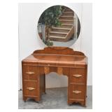 Art Deco Waterfall Vanity w/ Round Mirror