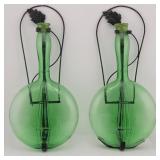 Vintage Green Blown Glass Banjo Bottle in Wall ...