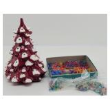 Collectible Red 9' Ceramic Christmas Tree