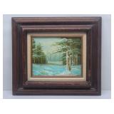 Signed Original Snowy Forest Painting by Cantrell