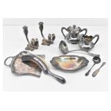 Antique French Silverplate Crumb Tray & Brush,....