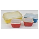 Set of 4 Primary Color Pyrex Refrigerator Dishes