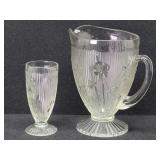 Jeannette Glass Iris & Herringbone Pitcher & ...