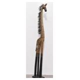 Tall African Zebra Wooden Sculpture 78' T