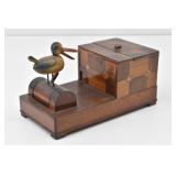 Mechanical Cigarette Dispenser Inlaid Wooden Bird