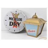 Michelob Dry Beer Clock & Becker's Beer Light Sign