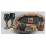 Always Azul Pottery Chip & Dip Platter, Oval ...