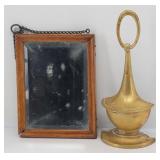 Antique Brass Door Stop & Antique Shaving Mirror