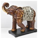 Elephant Statue Highly Stylized Brown Resin Decor