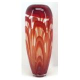 WATERFORD Evolution Red Amber Swirl Art Glass Vase