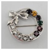 Sterling & Rhinestone Birthstone Mother's Pin